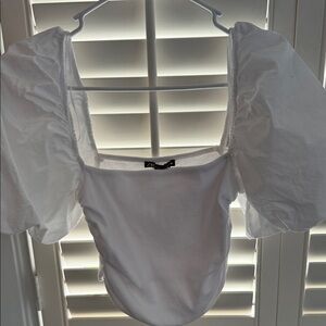 Zara White Puff Sleeve Crop Top